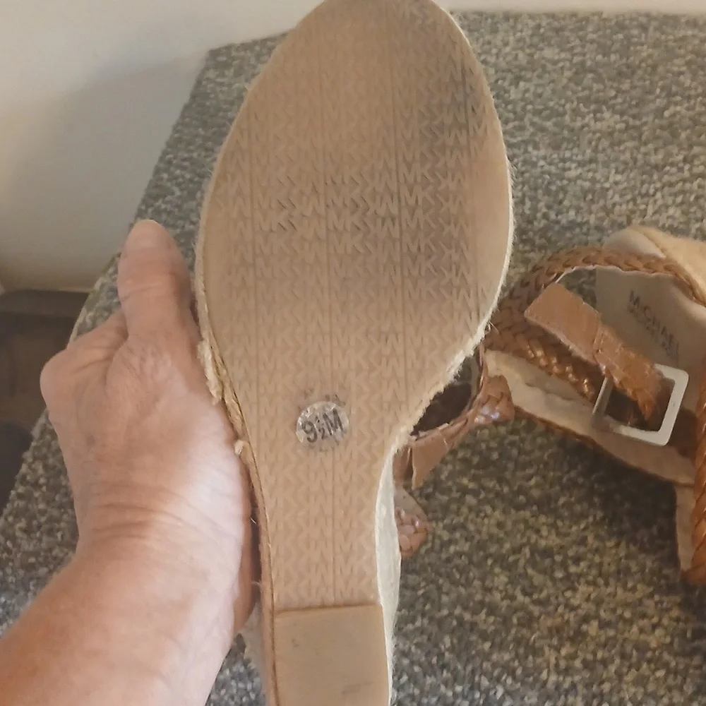 Michael Kors Braided Brown Wedge  Sandals Size 9.5